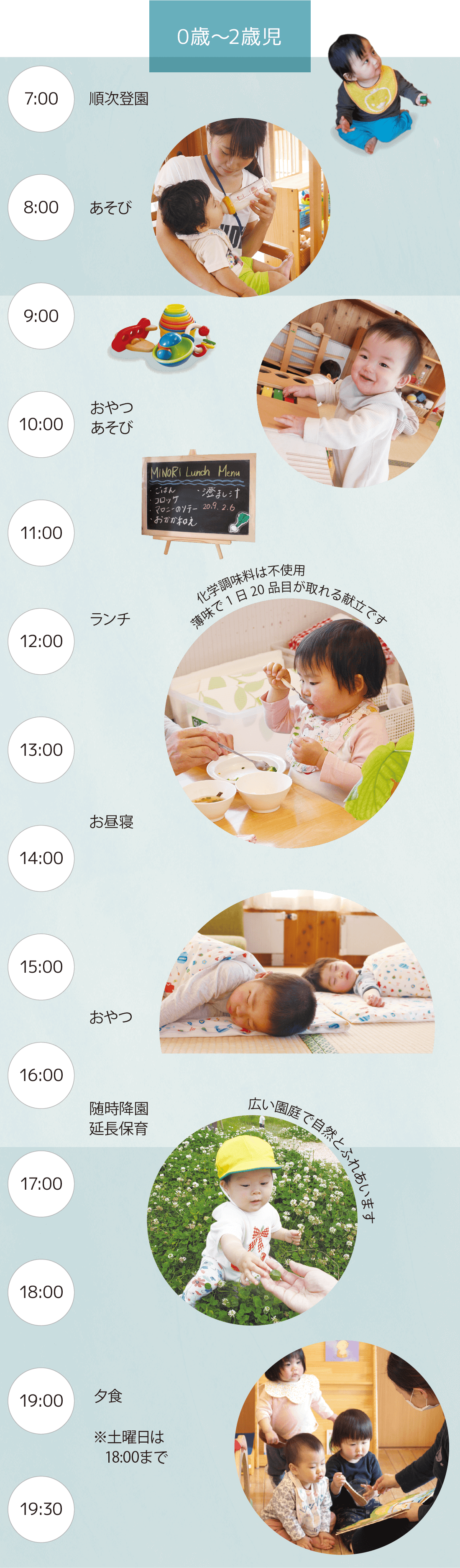 認定こども園みのり　0～2歳児1日の流れ