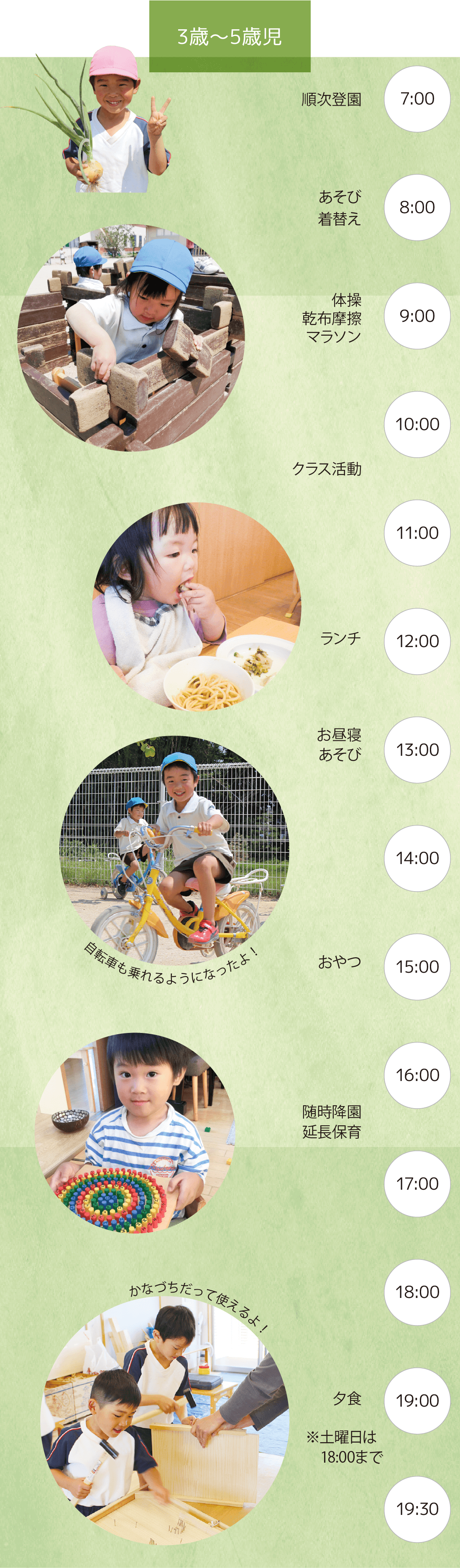 認定こども園みのり　3～5歳児1日の流れ